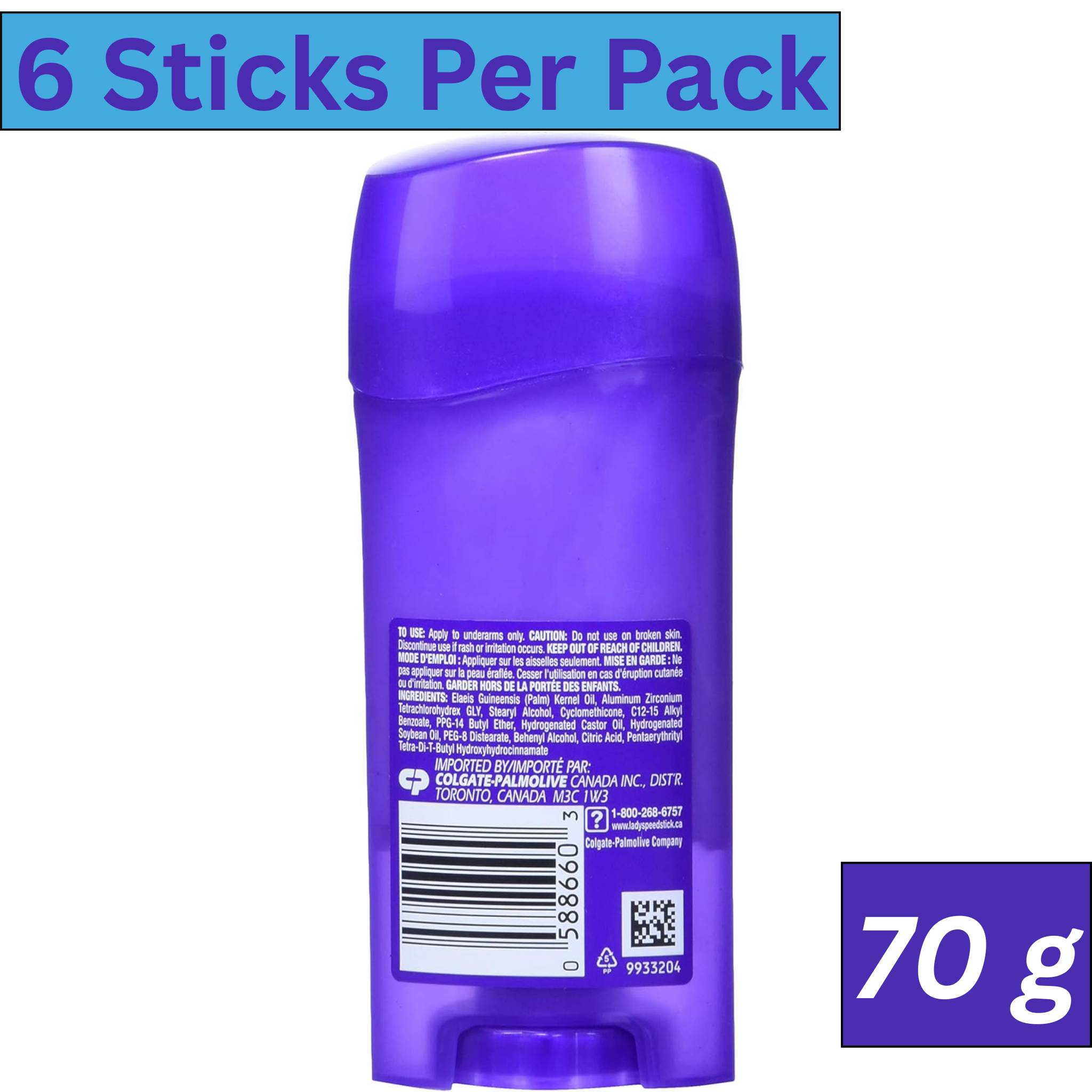 Lady Speed Stick Invisible Unscented Deodorant 70g Pack of 6