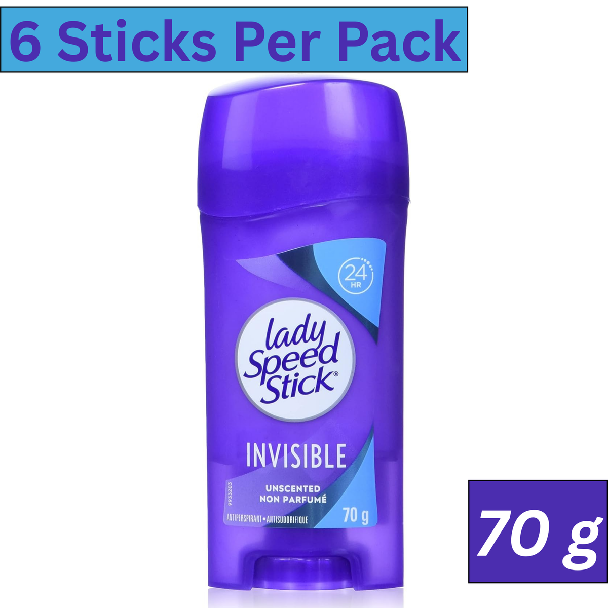 Lady Speed Stick Invisible Unscented Deodorant 70g Pack of 6
