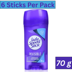Lady Speed Stick Invisible Unscented Deodorant 70g Pack of 6
