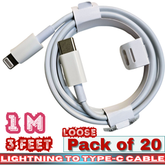 Lightning to Type-C Fast Charging Cable – 1M / 3FT – Loose Pack of 20
