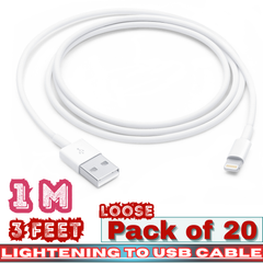 Lightning to USB-A Charging Cable – 3FT (1M) Fast Charge & Sync – Loose Pack of 20
