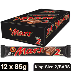 Mars King Size Caramel Milk Chocolate Bars — Pack of 12 × 85g (2 Bars per pack)