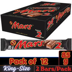 Mars King Size Caramel Milk Chocolate Bars — Pack of 12 × 85g (2 Bars per pack)