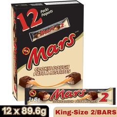 Mars Cookie Dough Milk Chocolate Bars — Pack of 12 × 89.6g (2 Bars per pack)