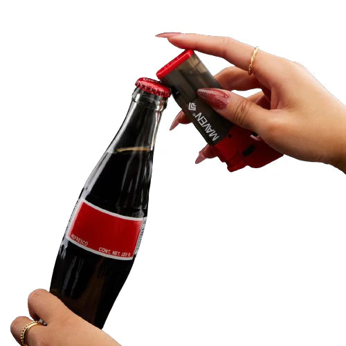 Close-up view of built-in bottle opener on the Maven Popper Pocket Torch Lighter.
