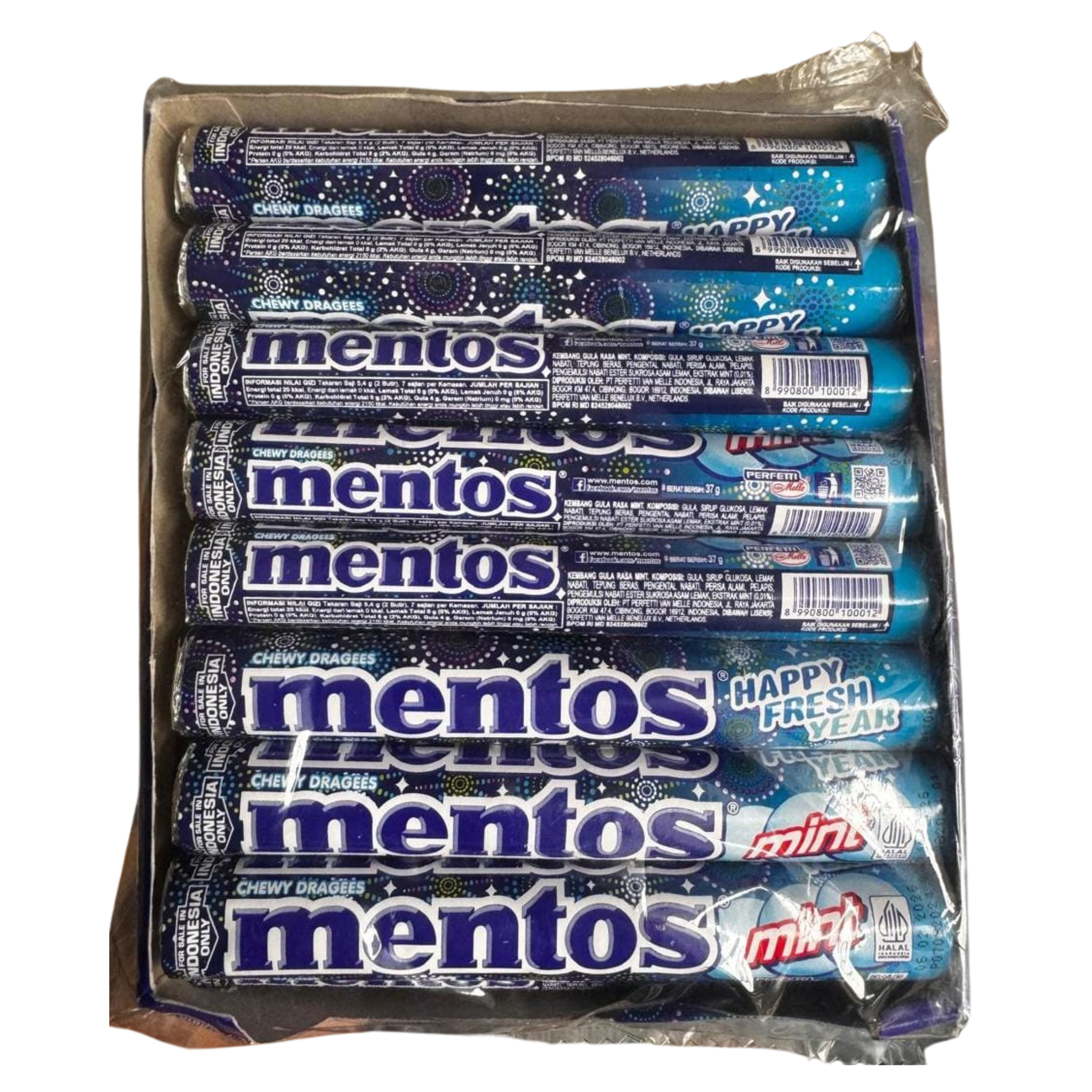 Mentos Mint Candy Rolls – 24 Pack (Happy Fresh Year Edition) – Chewy Mint Dragees for Fresh Breath