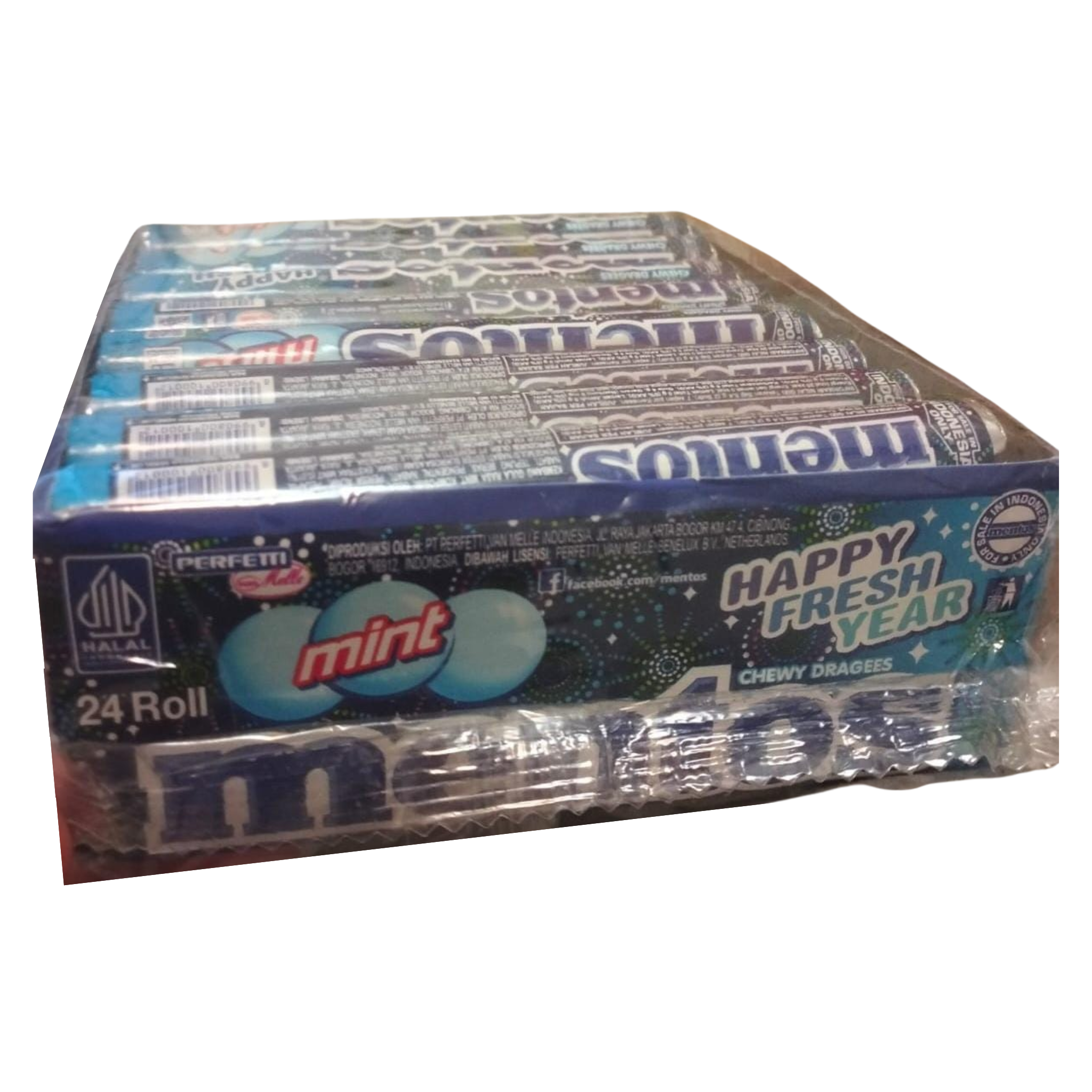 Mentos Mint Candy Rolls – 24 Pack (Happy Fresh Year Edition) – Chewy Mint Dragees for Fresh Breath