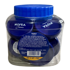 back side view of NIVEA Creme 25ml Original Blue Cream Jar – 12 Pack Moisturizing Skincare Cream for Face, Body, and Hands