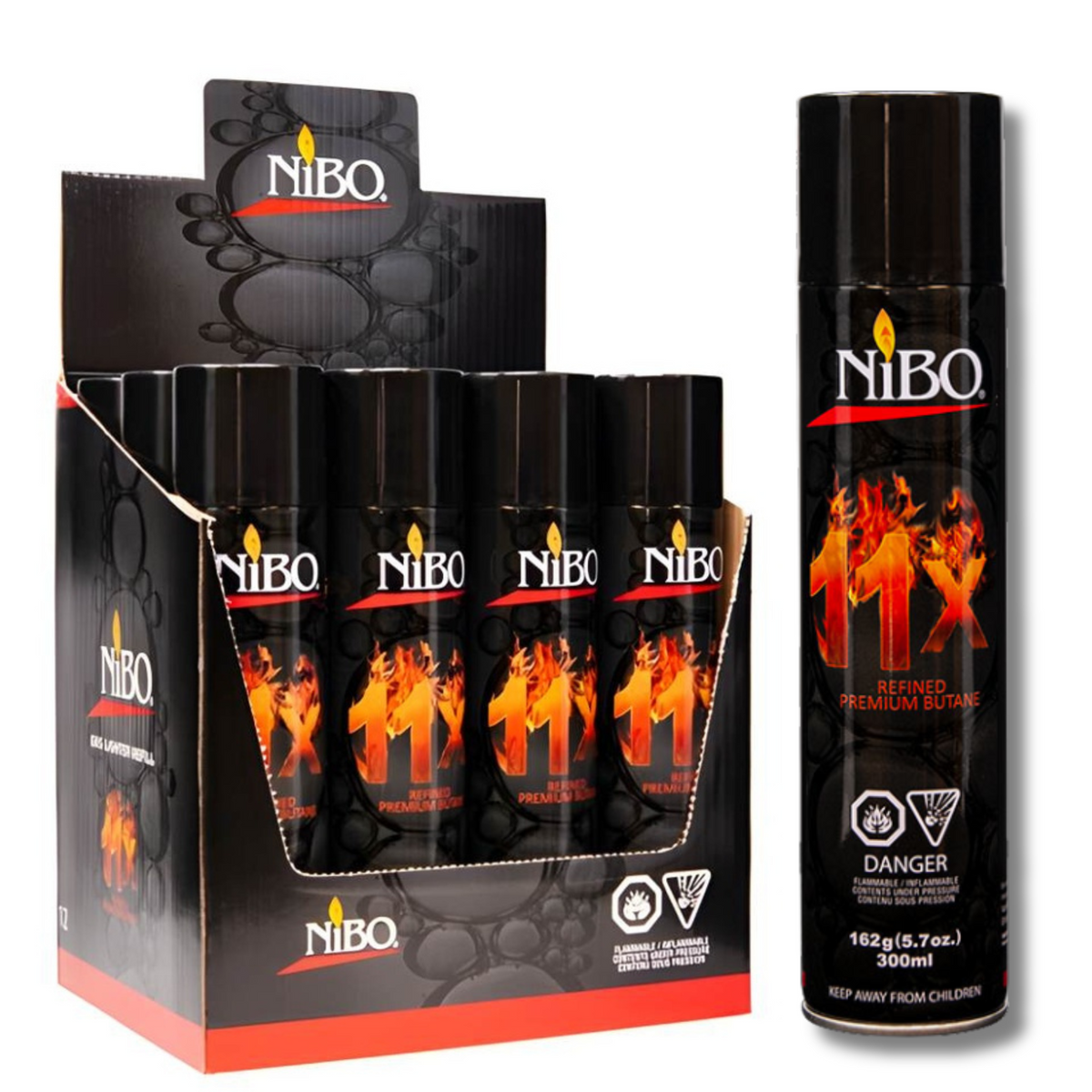 NiBO 11x Refined Premium Butane 300ml – Box of 12 Ultra-Pure Lighter Fuel