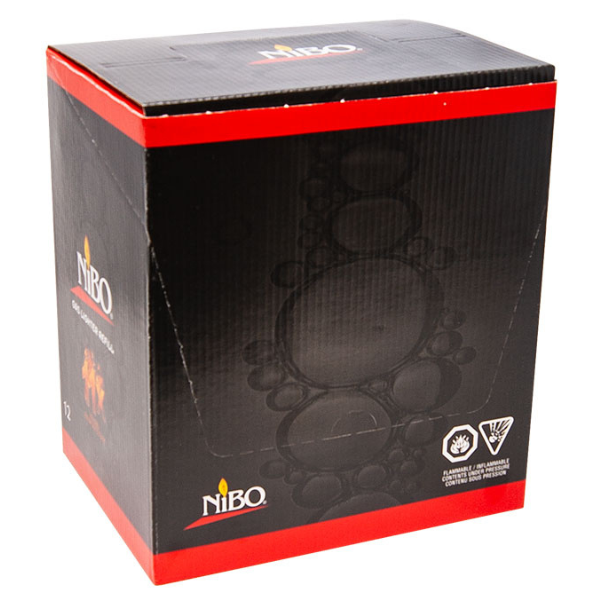 NiBO 11x Refined Butane 12-pack box fully closed, displaying compact and professional bulk packaging for storage or retail