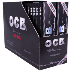 OCB Premium Black King Size Slim Rolling Papers + Filters – 32 Packs/Box