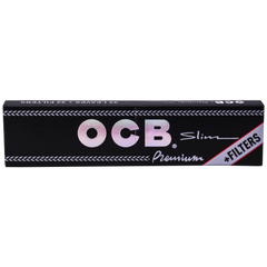 OCB Premium Black King Size Slim Rolling Papers + Filters – 32 Packs/Box