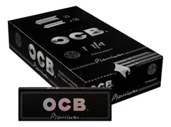 OCB Premium Black Rolling Papers 1¼ – Factory-sealed box containing 25 packs of premium rolling papers