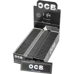 OCB Premium Black Rolling Papers 1¼ – Box of 25 Packs with 50 Sheets Each