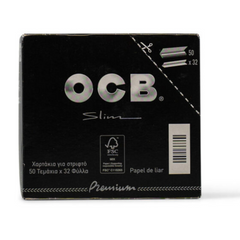 OCB Premium Black Slim Rolling Papers – 50 Packs (32 Leaves Each) – Ultra-Thin, Natural Gum, Slow Burning