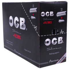 OCB Premium Black King Size Slim Rolling Papers + Filters – 32 Packs/Box