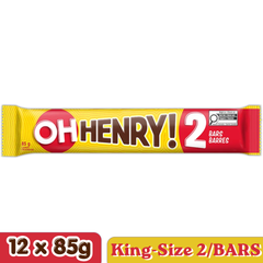 Oh Henry! King Size Peanut Caramel Fudge Milk Chocolate Bars — Pack of 12 × 85g (2 Bars per pack)