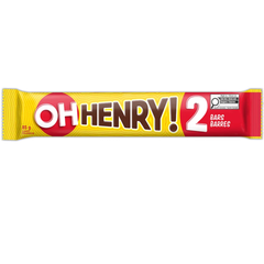 Oh Henry! King Size Peanut Caramel Fudge Milk Chocolate Bars — Pack of 12 × 85g (2 Bars per pack)