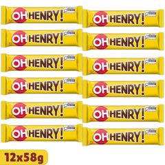 Oh Henry! Single Peanut Caramel Fudge Milk Chocolate Bar — Pack of 12 × 58g