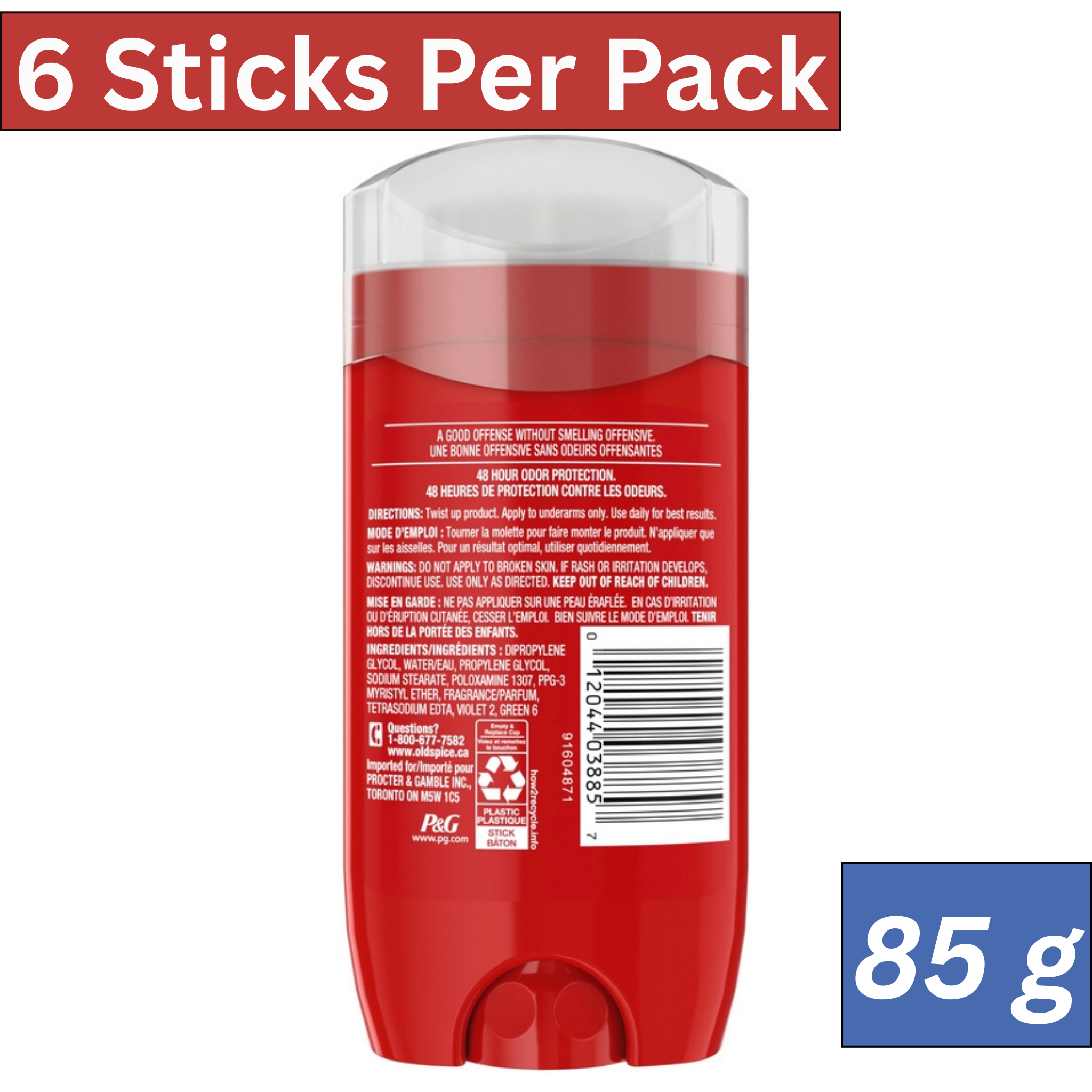 Old Spice Fresh High Endurance Deodorant for Men Aluminum Free 85g Stick Pack of 6