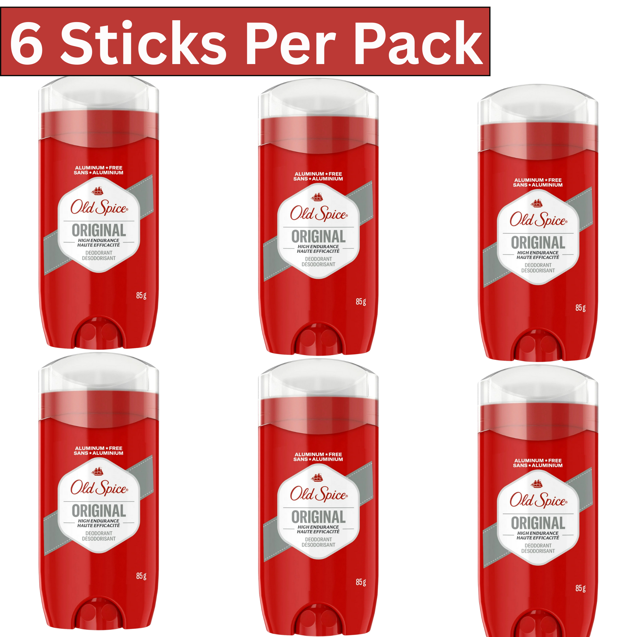 Old Spice Original High Endurance Deodorant for Men – 85g Stick, Pack of 6