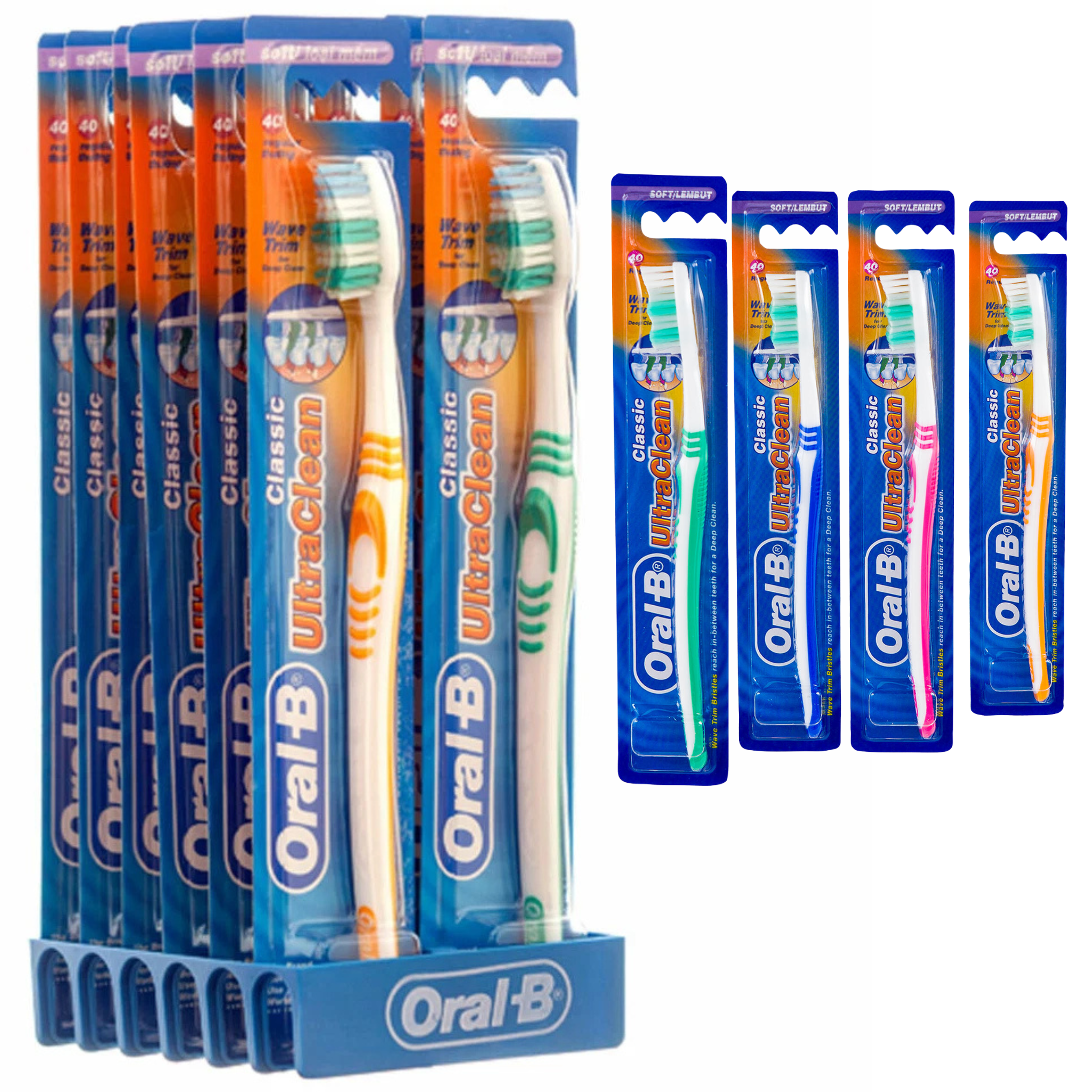 Oral-B Ultra Clean Classic Toothbrush – Assorted Colors Pack of 12