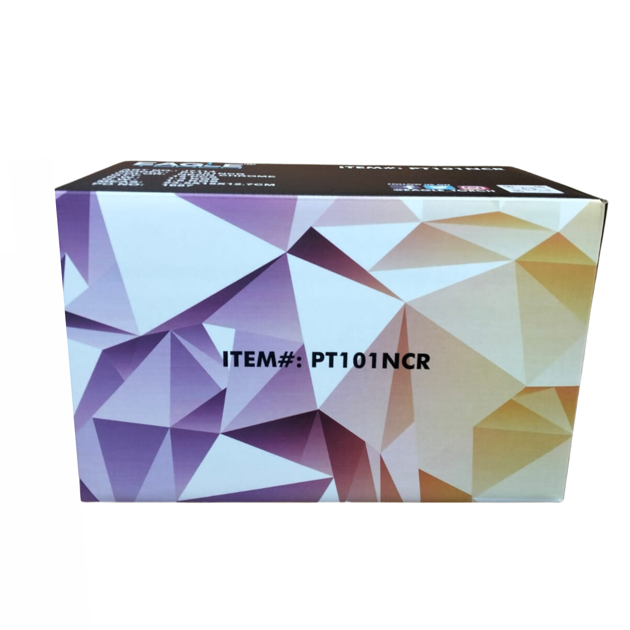 Product packaging with geometric pattern and item number PT101NCR on a white background