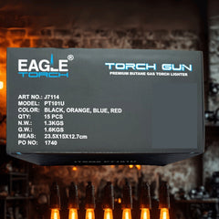 Eagle Torch PT101U Medium Transparent Torch Gun – Refillable Butane Lighters – 15ct Wholesale Display Box