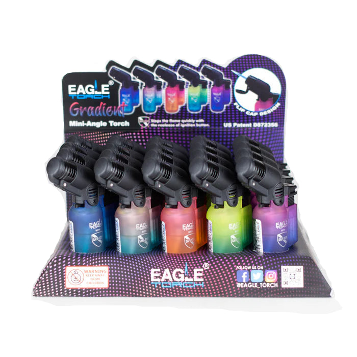 Eagle Torch Gradient Mini-Angle Torch Lighters – Refillable Jet Flame – PT116G – Box of 20 Assorted Colors
