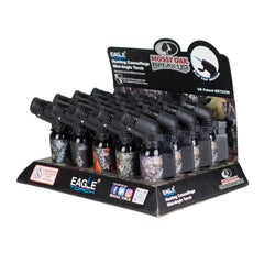 Side view of Eagle Torch PT116MOK – MOSSY OAK Mini-Angle Torch Lighter – Flip Cap – 20 Count Display Box – Windproof Flame