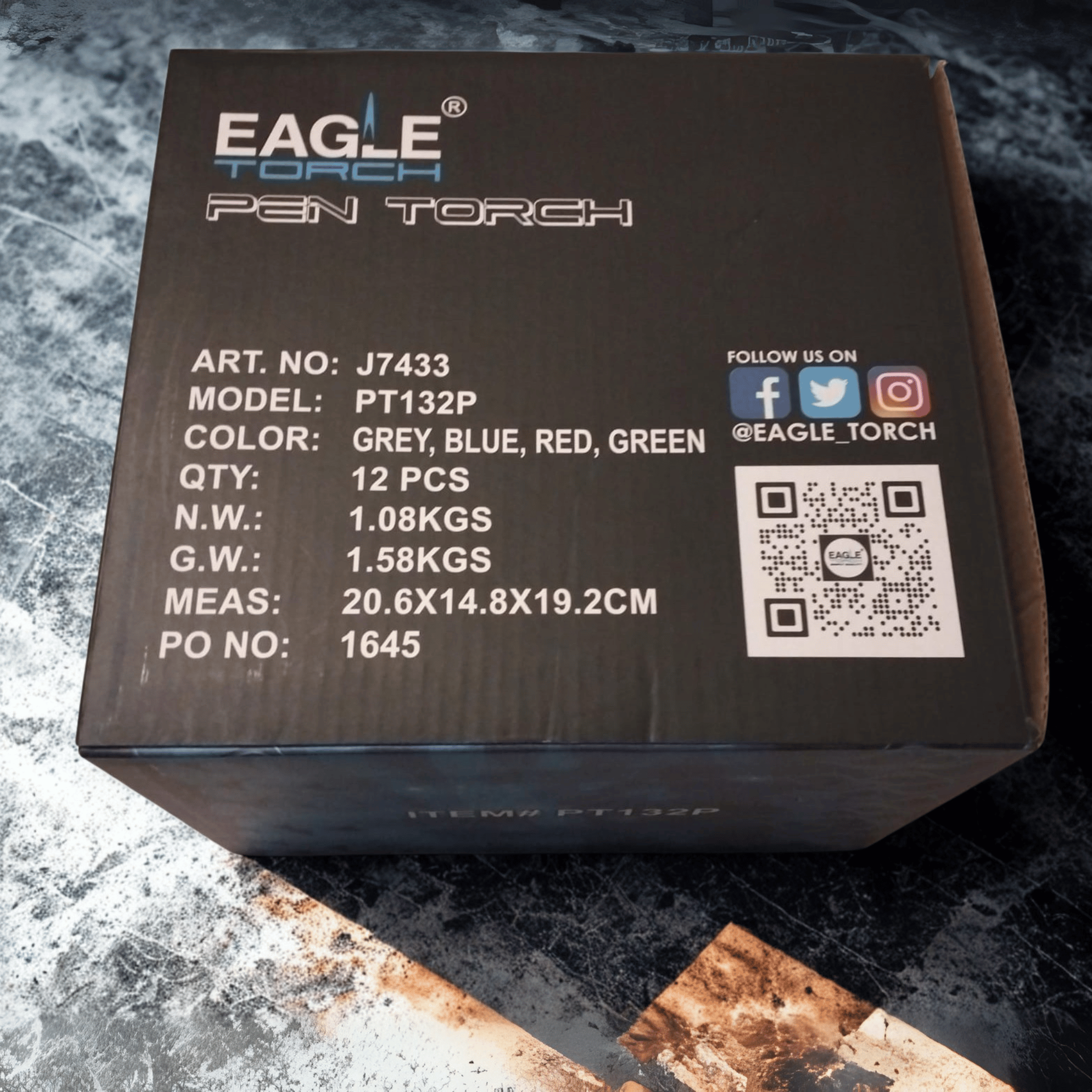 Eagle Torch BOX PT132P – Pen Torch Lighter – Refillable Butane Jet Flame – 12ct Display Box – Smoke Shop Wholesale