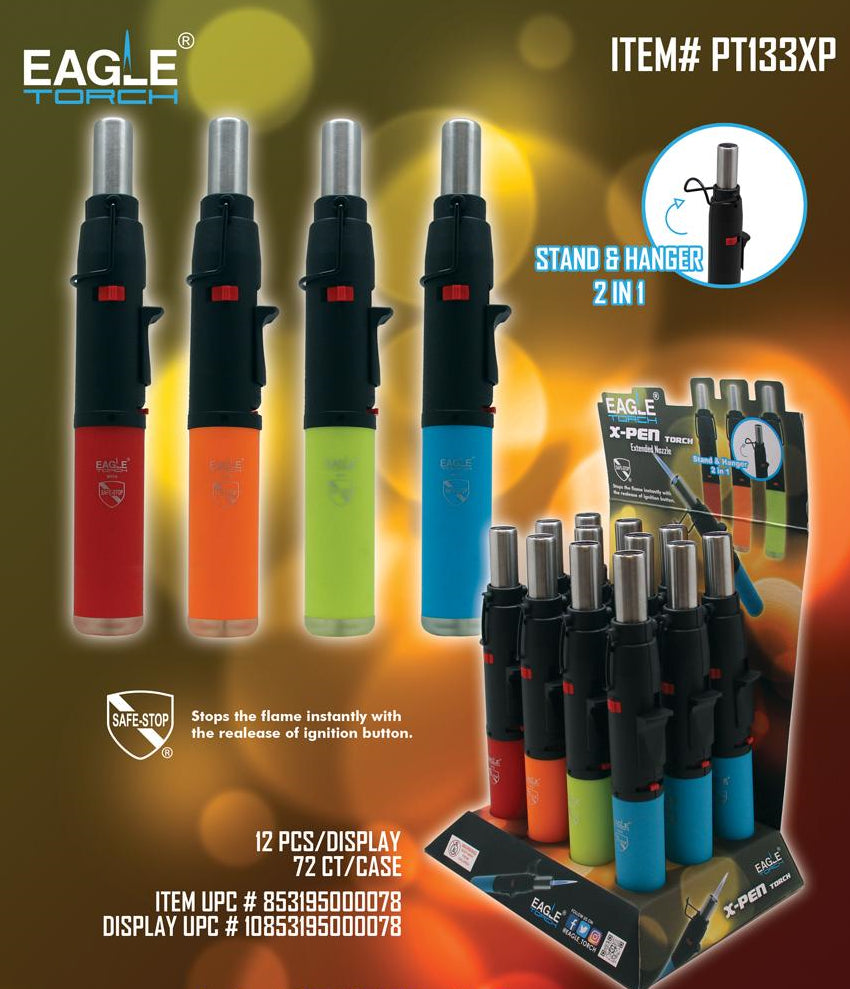 Eagle Torch X-Pen Extended Nozzle Pen Torch Lighter – Butane Refillable – PT133XP – 12ct Display Box