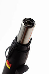 Close-up of the extended nozzle of Eagle Torch X-Pen refillable butane pen torch lighter, highlighting the precision tip and flame outlet.