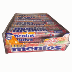 Mentos Peach Orange Chewy Candy Rolls – 24 Pack with Vitamin C – Fruity Halal Candy