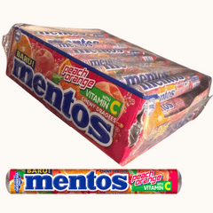 Mentos Peach Orange Chewy Candy Rolls – 24 Pack with Vitamin C – Fruity Halal Candy