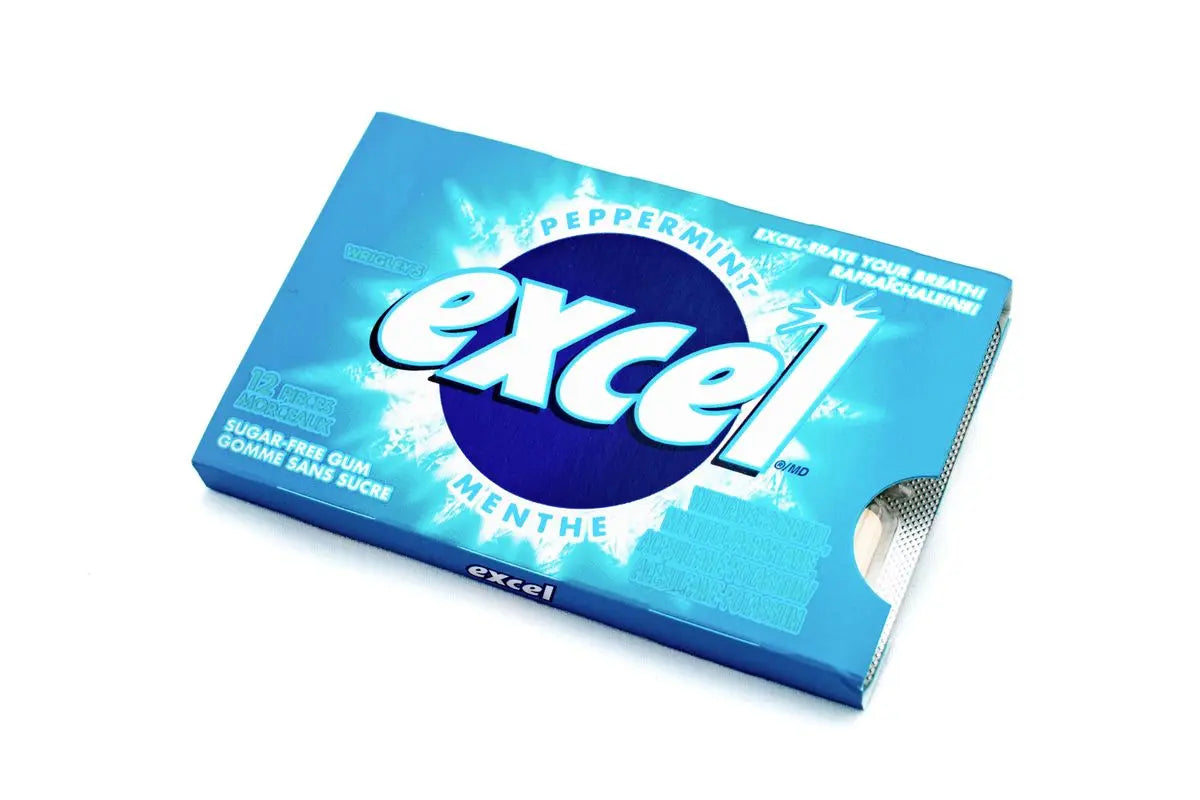 Excel Sugar-Free Gum – Peppermint Flavor – 1 Pack (12 Pieces) – Fresh Mint, Long-Lasting Chewing Gum