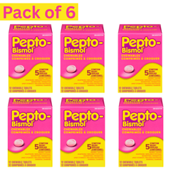 Pepto-Bismol Chewable Tablets 12ct Pack of 6 – Fast Relief for Nausea, Heartburn & Upset Stomach