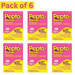 Pepto-Bismol Chewable Tablets 12ct Pack of 6 – Fast Relief for Nausea, Heartburn & Upset Stomach