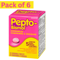 Pepto-Bismol Chewable Tablets 12ct Pack of 6 – Fast Relief for Nausea, Heartburn & Upset Stomach