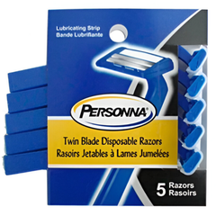 Personna Blue Twin Blade Disposable Razors with Lubricating Strip – 5 Razors per Pack