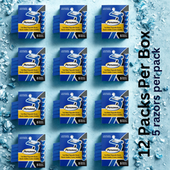 Personna Blue Twin Blade Disposable Razors with Lubricating Strip – 12 Packs per Box (5 Razors per Pack)
