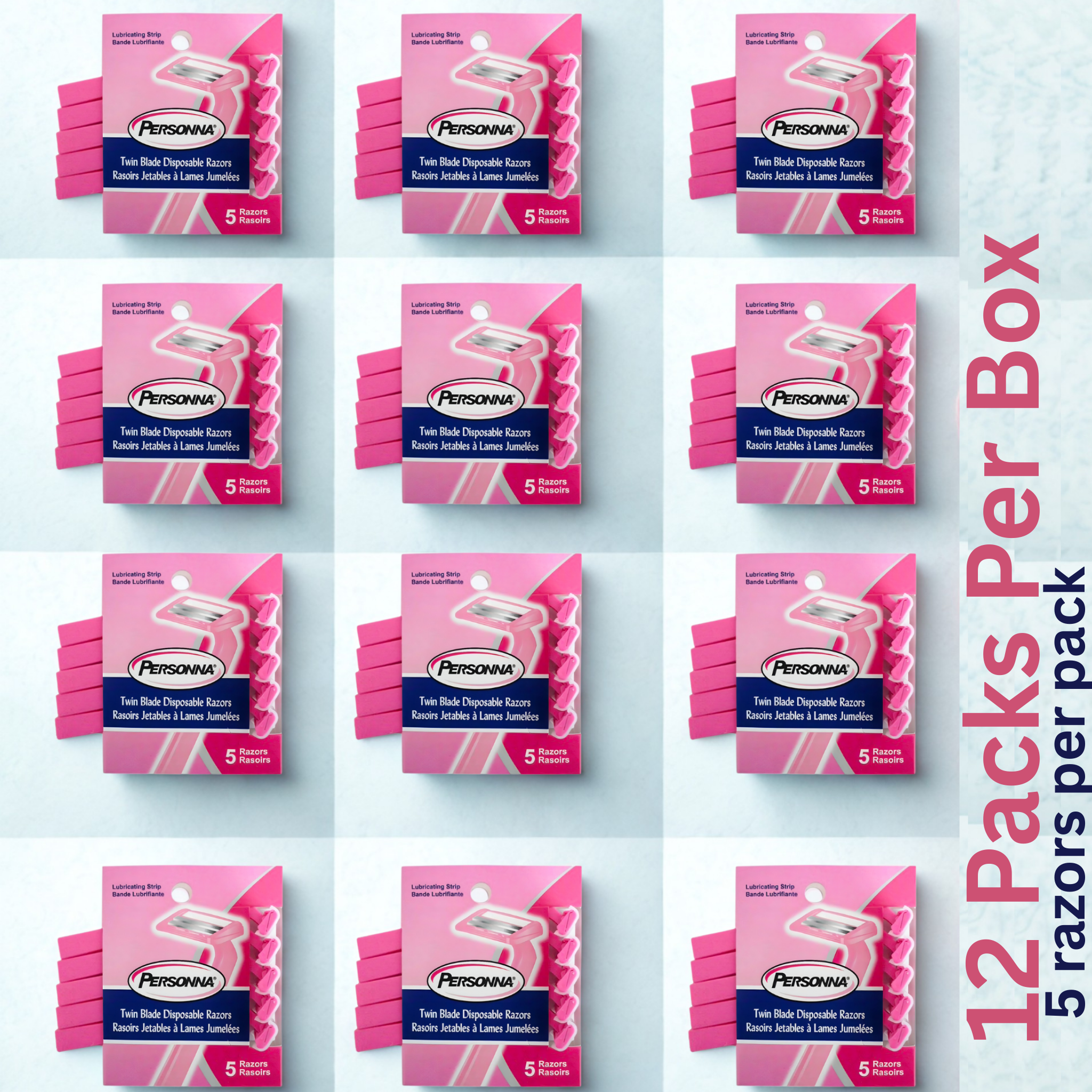 Personna Women’s Twin Blade Disposable Razors – 12 Packs per Box