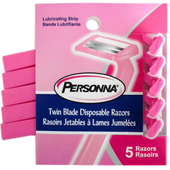 Close-up of Personna Women’s Disposable Razors Twin Blades 5 Razors in a pack