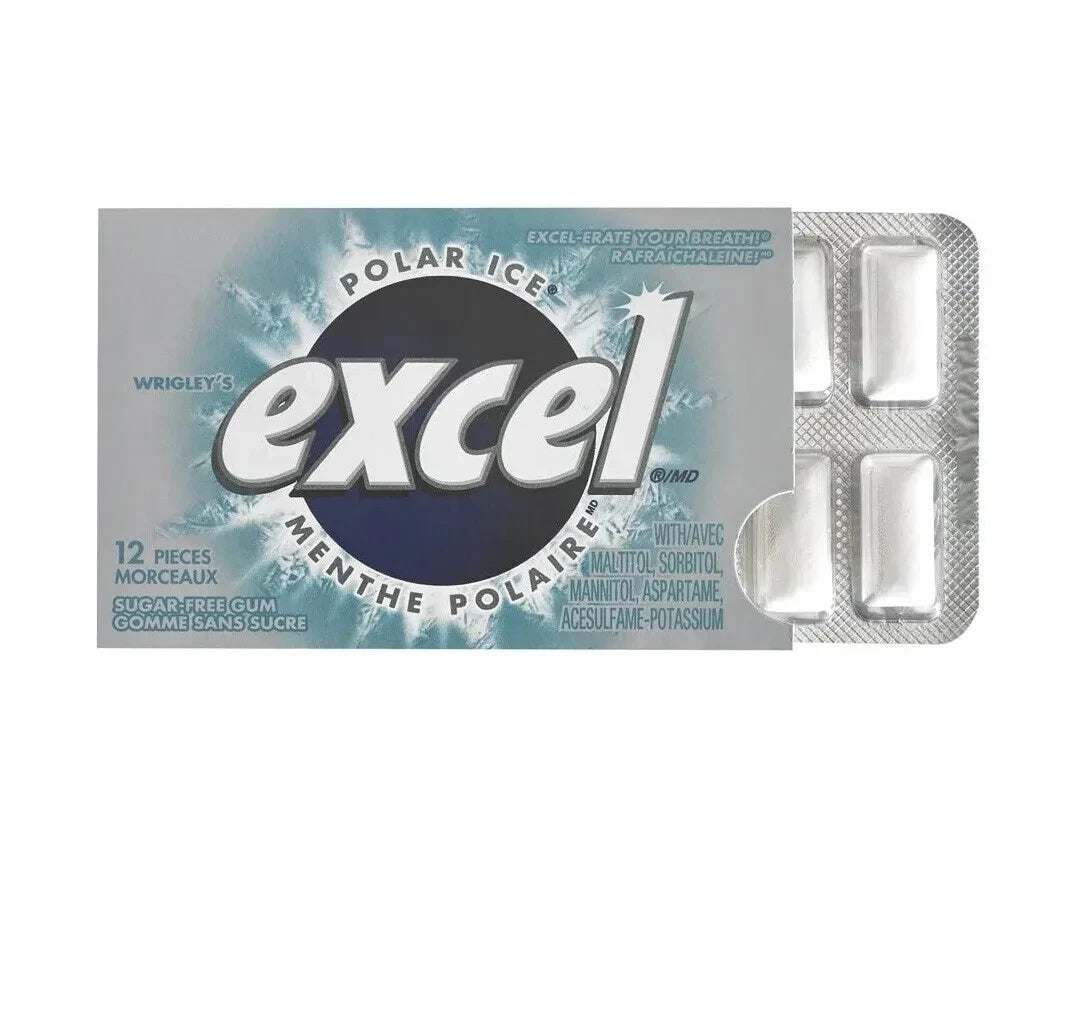 Excel Polar Ice Sugar-Free Gum – 1 Pack of 12 Pieces – Icy Fresh Chewing Gum from Canada