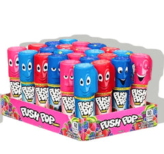 Push Pop Candy in colorful tubes with assorted fruity flavors, pack of 18