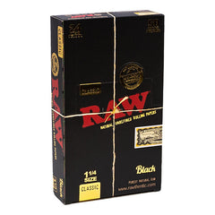 RAW Black Classic 1¼ Rolling Papers – Closed Box Display with 24 Packs of 50 Ultra-Thin Leaves Each