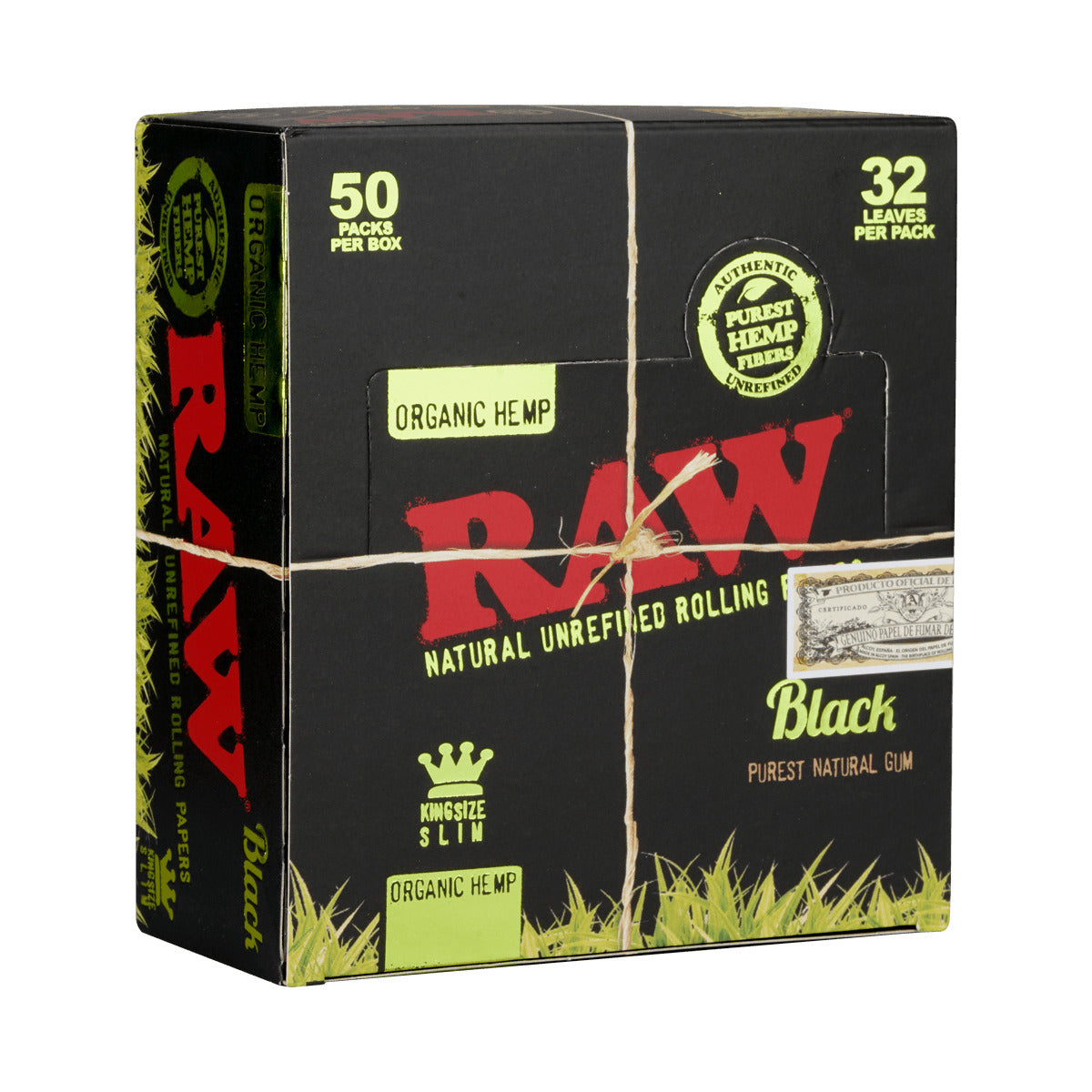 RAW Black Organic Hemp King Size Slim Rolling Papers