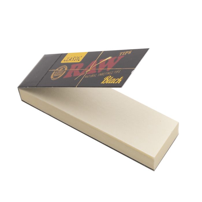 Close-up view of RAW Black Classic Tip showing unrefined fiber texture and natural brown tone