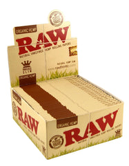 Box of RAW Organic Hemp King Size Rolling Papers Wholesale Box – 50 Packs × 32 Leaves, Purest Natural Gum