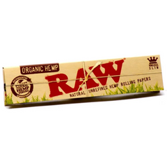 RAW Organic Hemp King Size Rolling Papers – Single Pack, 32 Leaves, Purest Natural Gum